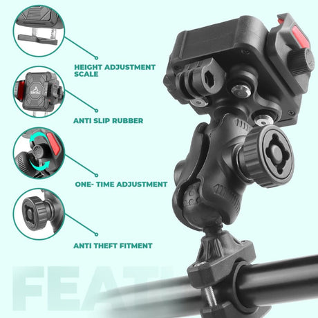 Simtac SQL2-PRO Quick Lock Super Grip Bike Mobile Holder with Vibration Damper for Motorcycle Scooter Bicycle