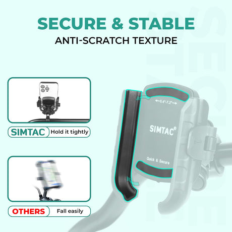 Simtac SQL1-PRO Super Grip Quick Lock Bike Mobile Holder with Vibration Damper for Motorcycle Scooter Bicycle