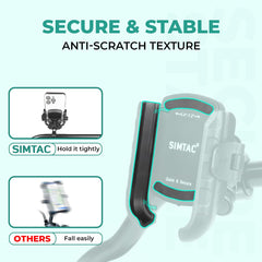 Simtac SQL1-PRO Super Grip Quick Lock Bike Mobile Holder with Vibration Damper for Motorcycle Scooter Bicycle