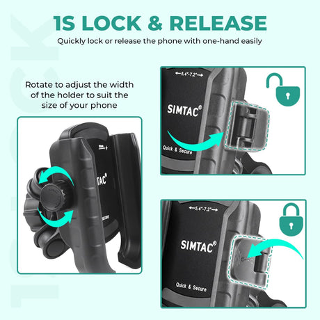 Simtac SQL1-PRO Super Grip Quick Lock Bike Mobile Holder with Vibration Damper for Motorcycle Scooter Bicycle