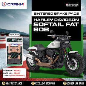 CRANK1 CB692 sintered front brake pads for Harley Davidson Softail Fat Bob (2018 Onwards) premium motorcycle braking upgrade.