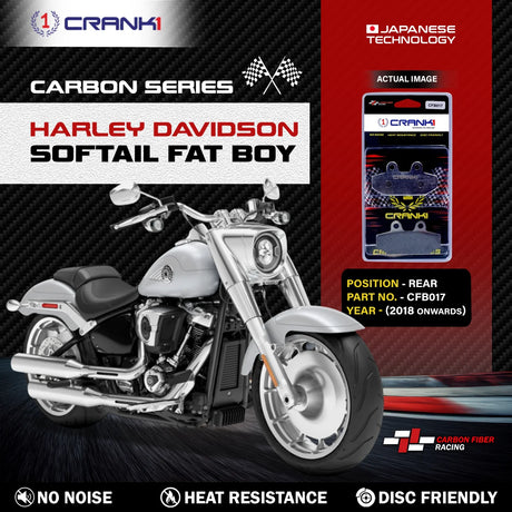 CRANK1 CFB017 carbon rear brake pads for Harley Davidson Softail Fat Boy 2018 onwards