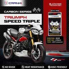 CRANK1 Carbon Rear Brake Pads CFB412 for Triumph Speed Triple 2017 Onwards Performance Motorcycle Brake Pads