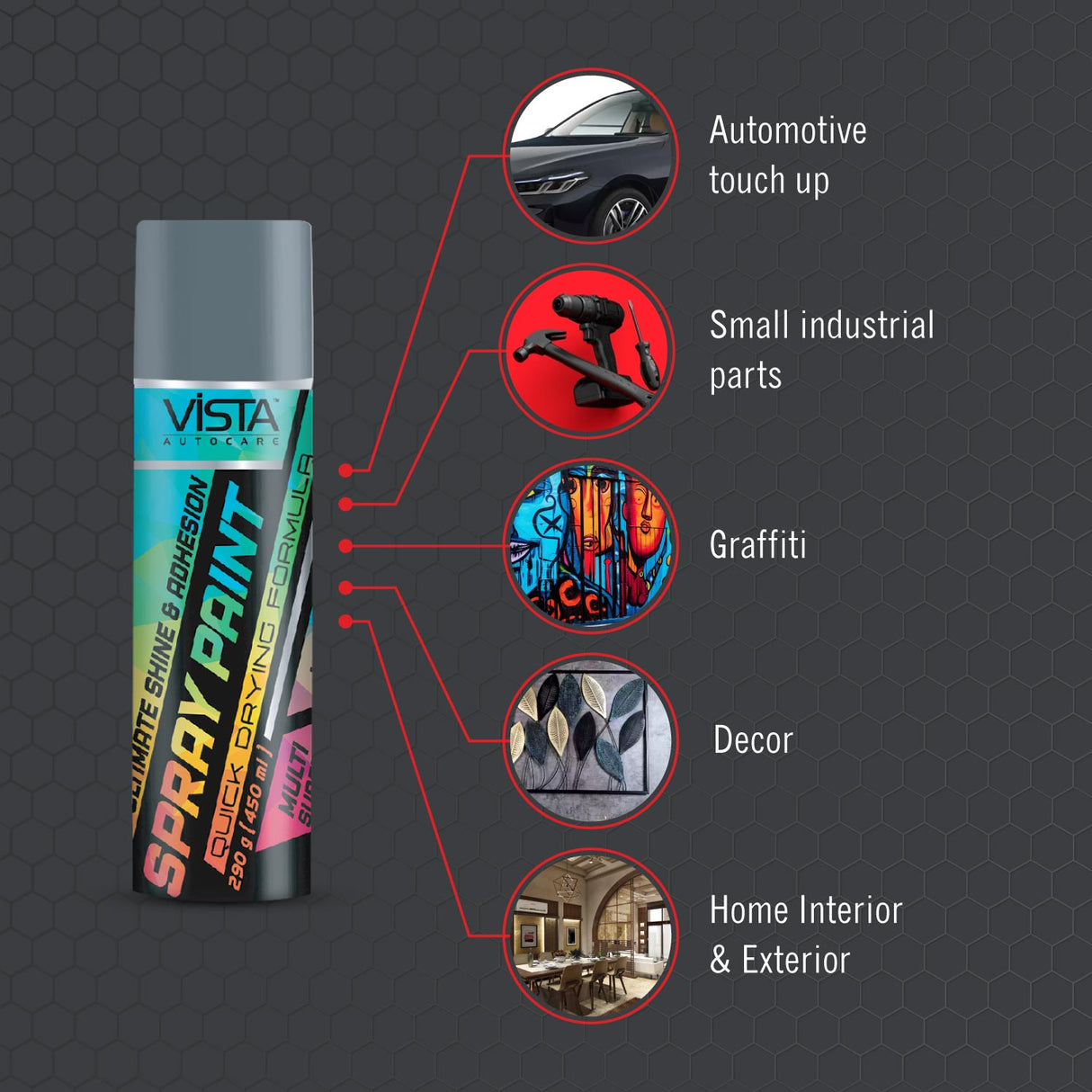 Vista Silver Spray Paint 400 ml automotive aerosol paint

