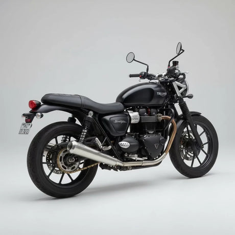 B Twinn stainless steel slip-on exhaust for Triumph Street Twin 900 motorcycle