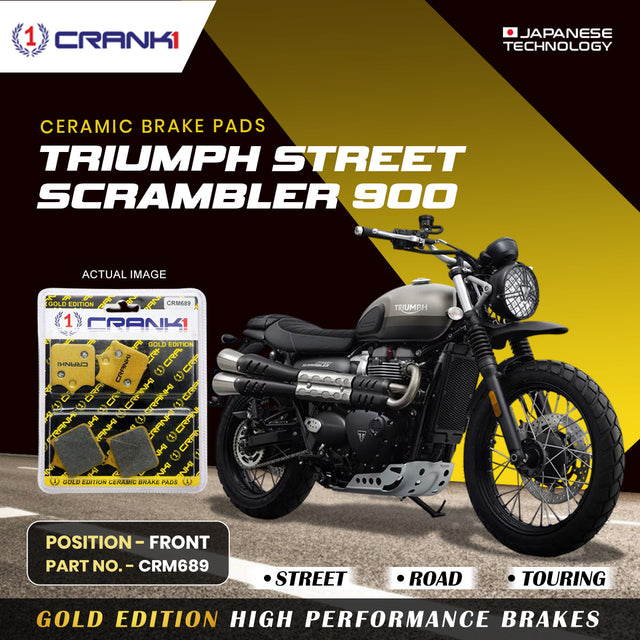 CRANK1 Ceramic Front Brake Pads CRM689 for Triumph Street Scrambler 900 HH Rated High Performance Motorcycle Brake Pads
