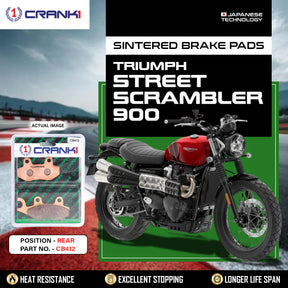 CRANK1 CB412 Sintered Rear Brake Pads for Triumph Street Scrambler 900 premium motorcycle brake pads