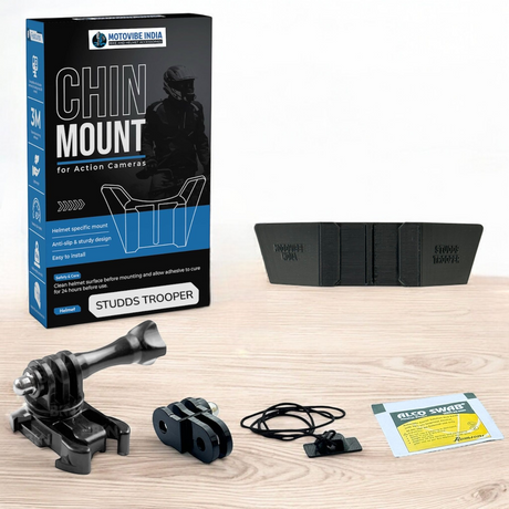 Studds Trooper chin mount with GoPro camera attached