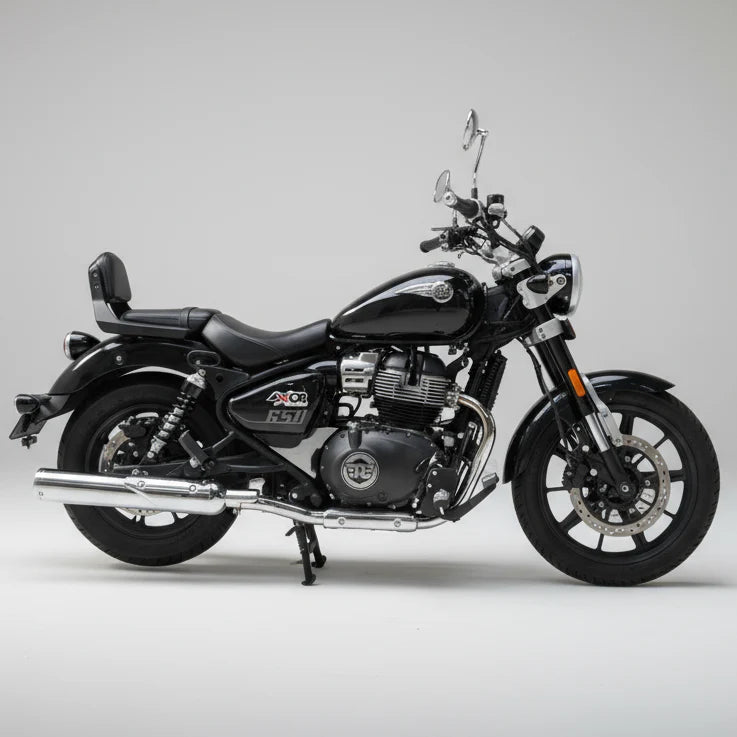 B-12 Bassmaster stainless steel barrel exhaust for Royal Enfield Super Meteor 650 motorcycle