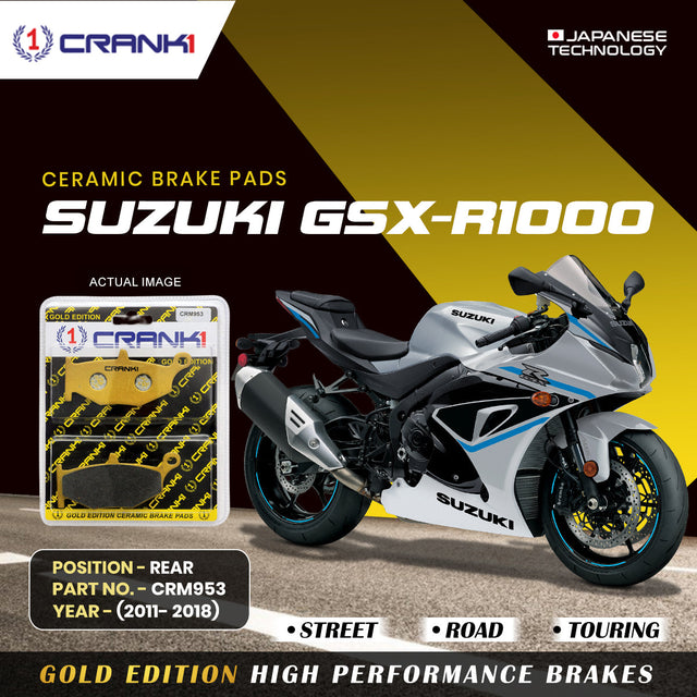 CRANK1 CRM953 ceramic rear brake pads for Suzuki GSX-R1000 2011-2018
