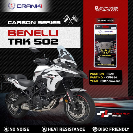 CRANK1 Carbon Rear Brake Pads CFB896 for Benelli TRK 502 2017 Onwards High Performance Motorcycle Brake Pads