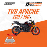 66BHP Race Pro Sintered Front Brake Pad 66RP-250-2 for TVS Apache RTR 160 and 200 high performance braking