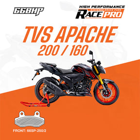 66BHP Race Pro Sintered Front Brake Pad 66RP-250-2 for TVS Apache RTR 160 and 200 high performance braking