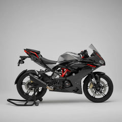 Barrel Rogue 2.0 exhaust for TVS Apache RR 310 BS4 BS6 with subheader pipe black and steel performance exhaust