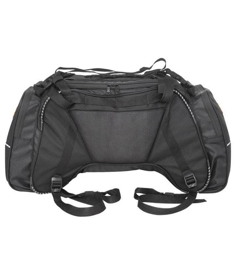 Guardian Gears Rhino Mini 50L Motorcycle Tail Bag with waterproof rain cover mounted on a touring motorcycle