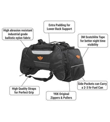 Guardian Gears Rhino Mini 50L Motorcycle Tail Bag with waterproof rain cover mounted on a touring motorcycle