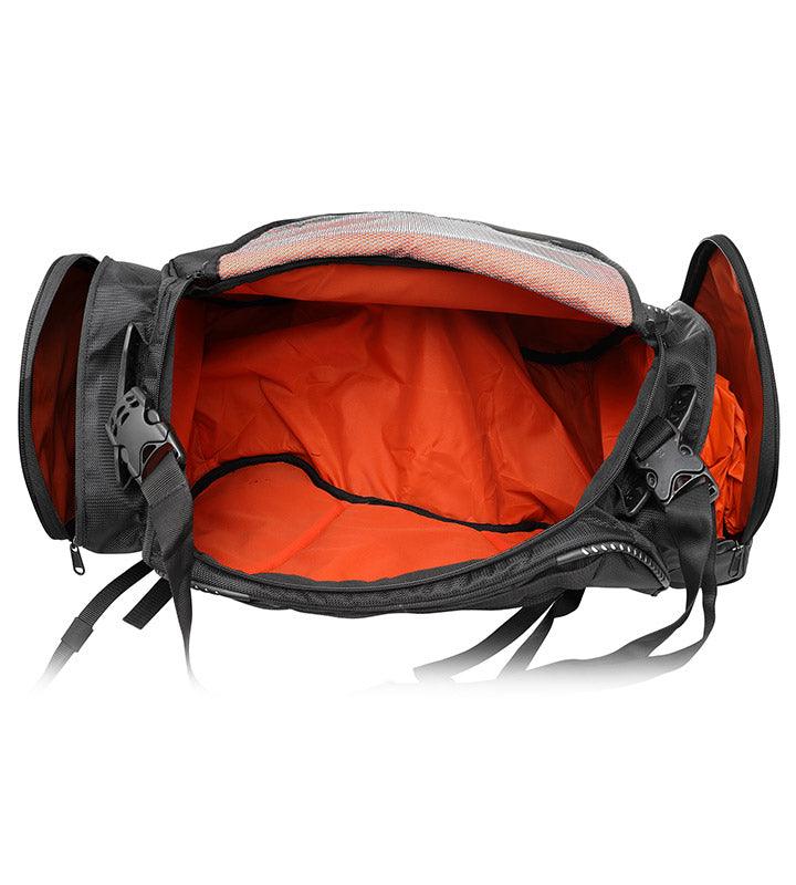 Guardian Gears Rhino Mini 50L waterproof motorcycle tail bag with waterproof dry bag and rain cover mounted on a touring motorcycle