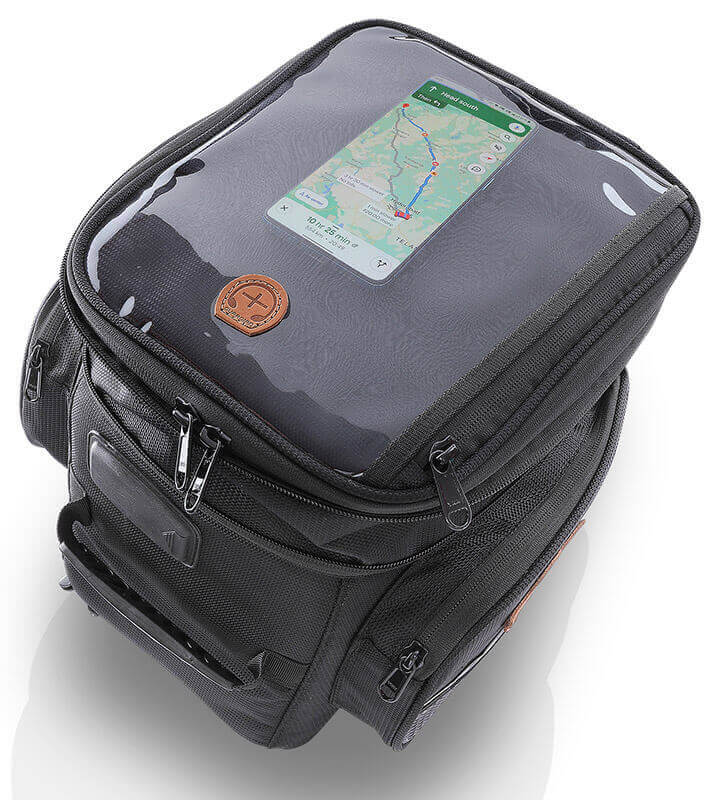 Guardian Gears Alpha 20L adventure motorcycle tank bag on Royal Enfield Himalayan