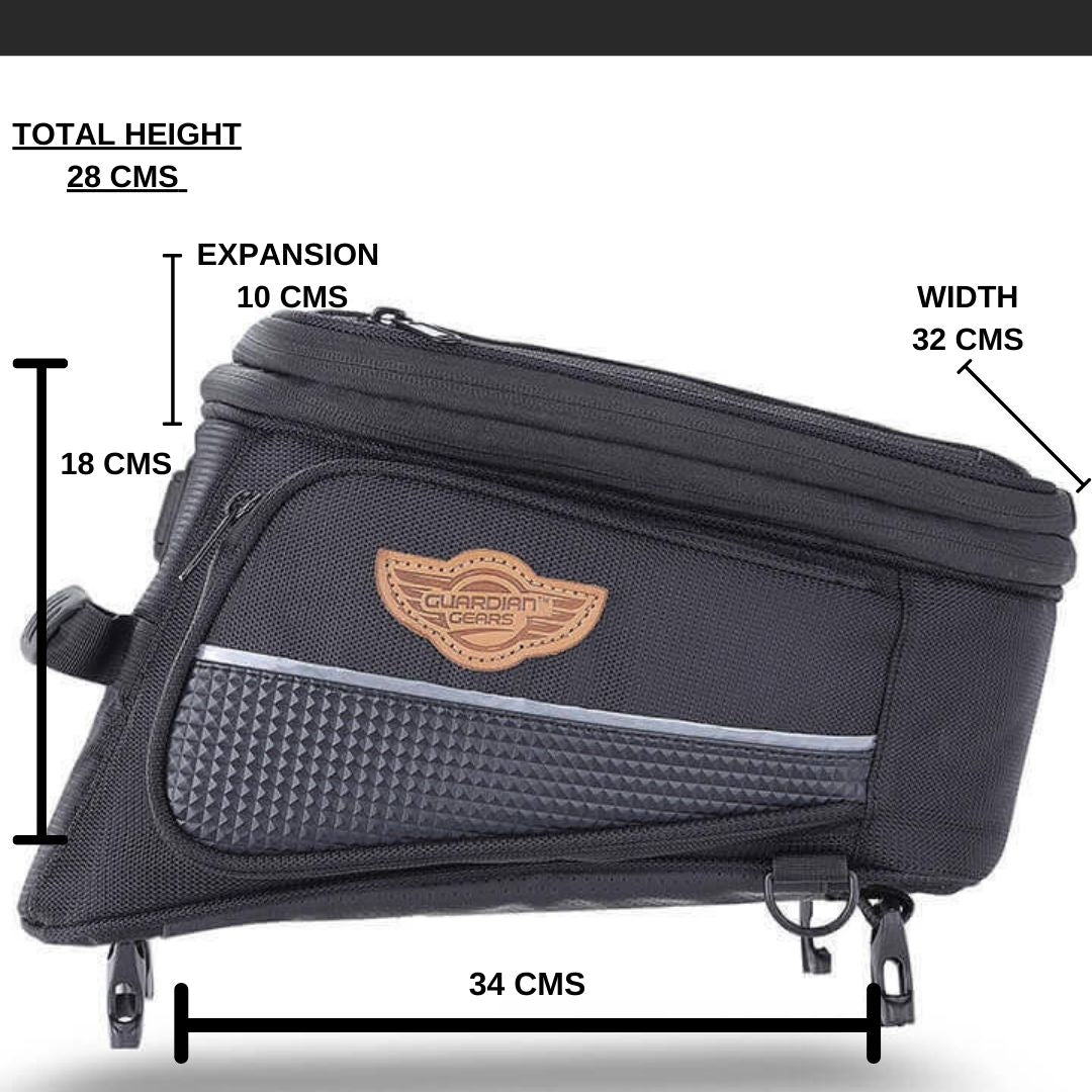Guardian Gears Alpha 20L adventure motorcycle tank bag on Royal Enfield Himalayan