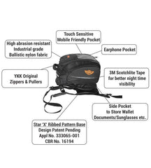 Guardian Gears Shark 28L expandable motorcycle tank bag mounted on Royal Enfield