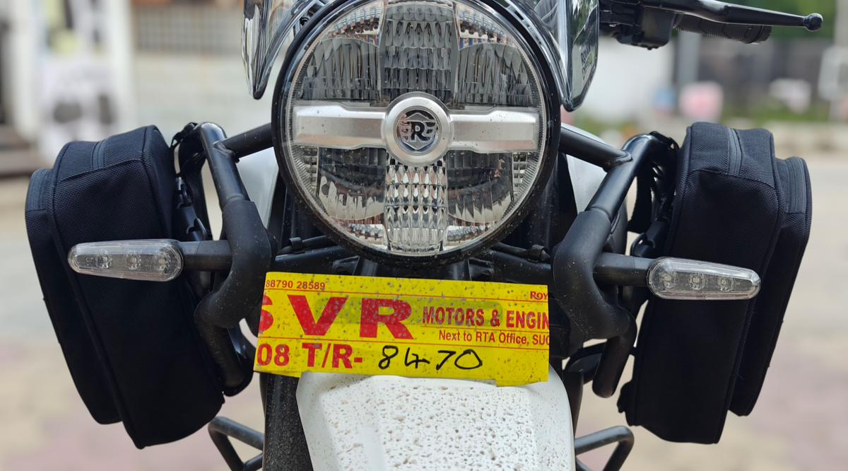 Guardian Gears side frame bag mounted on Royal Enfield Himalayan 450