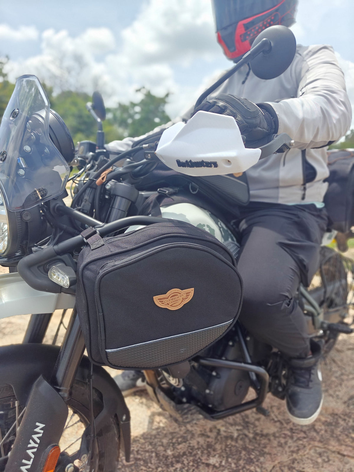 Guardian Gears side frame bag mounted on Royal Enfield Himalayan 450