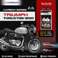 CRANK1 Carbon Rear Brake Pads CFB412 for Triumph Thruxton 1200 2017–2020 Premium Carbon Motorcycle Brake Pads