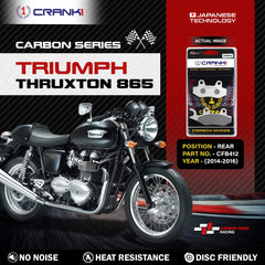 CRANK1 Carbon Rear Brake Pads CFB412 for Triumph Thruxton 865 2014–2016 with Kevlar Reinforced Carbon Compound