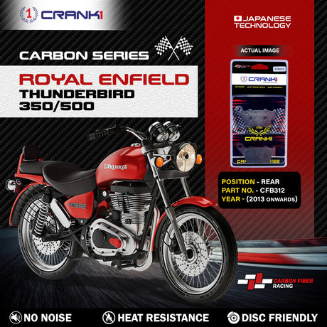 CRANK1 CFB312 Carbon Brake Pads Rear for Royal Enfield Thunderbird 350 500