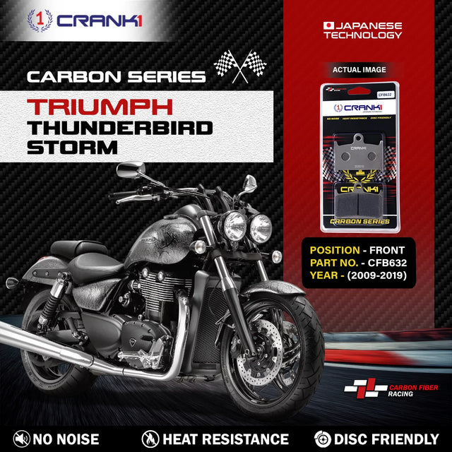 CRANK1 Carbon Front Brake Pads CFB632 for Triumph Thunderbird Storm 2009-2019 Premium Motorcycle Brake Pads