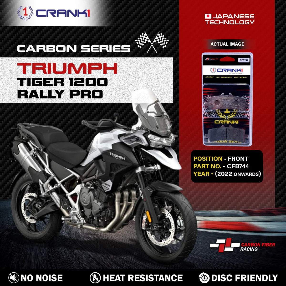 CRANK1 CFB744 carbon front brake pads for Triumph Tiger 1200 Rally Pro