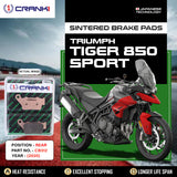 CRANK1 Sintered Rear Brake Pads CB312 for Triumph Tiger 850 Sport 2020 Motorcycle Brake Pads