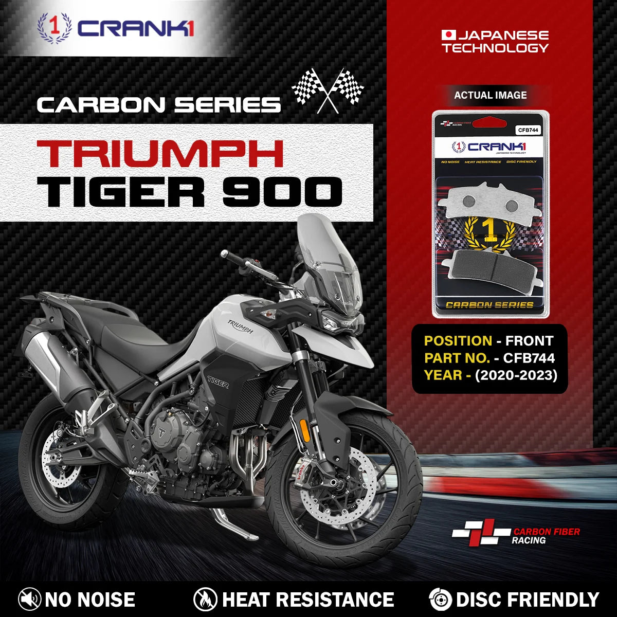 CRANK1 CFB744 carbon front brake pads for Triumph Tiger 900