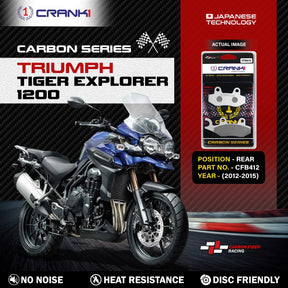 CRANK1 Carbon Rear Brake Pads CFB412 for Triumph Tiger Explorer 1200 2012-2015 Bonneville Speed Triple Street Twin Thruxton