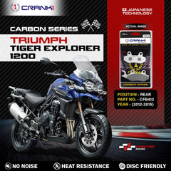 CRANK1 Carbon Rear Brake Pads CFB412 for Triumph Tiger Explorer 1200 2012-2015 Bonneville Speed Triple Street Twin Thruxton