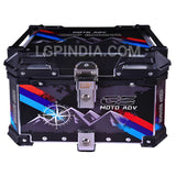 LGP 45L GS Moto ADV aluminum motorcycle top box black graphics

