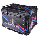 LGP 45L GS Moto ADV aluminum motorcycle top box black graphics

