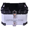 LGP 36L aluminum motorcycle top box with backrest in silver and black

