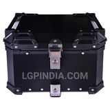 LGP 36L aluminum motorcycle top box with backrest in silver and black

