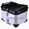 LGP 36L aluminum motorcycle top box with backrest in silver and black

