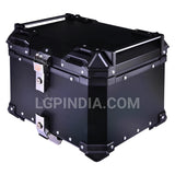 LGP 36L aluminum motorcycle top box with backrest in silver and black

