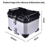 LGP 36L aluminum motorcycle top box with backrest in silver and black

