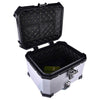LGP 36L aluminum motorcycle top box with backrest in silver and black

