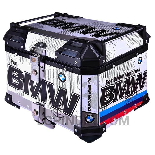 LGP 45L BMW-style aluminum motorcycle top box with backrest

