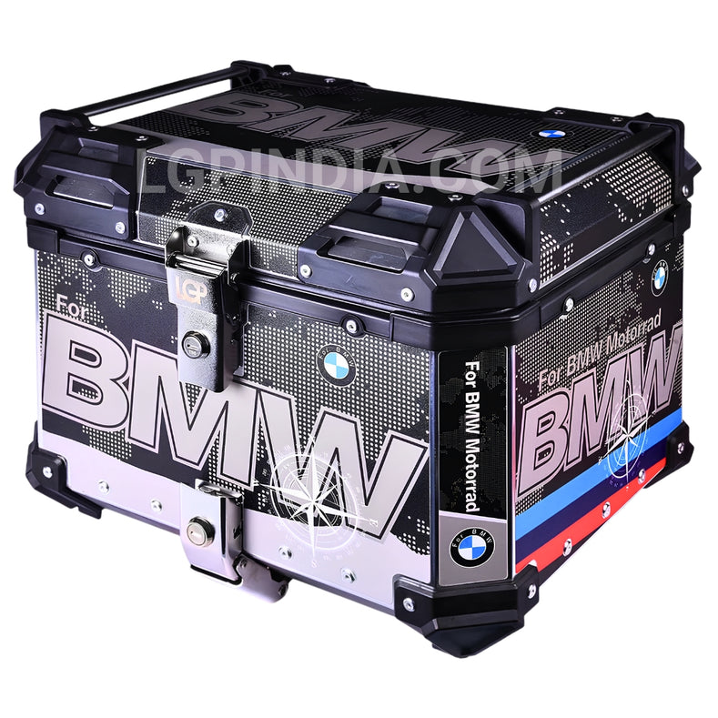 LGP 45L BMW-style aluminum motorcycle top box with backrest

