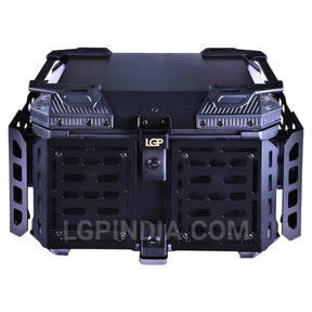 LGP 45L black aluminum motorcycle top box with backrest

