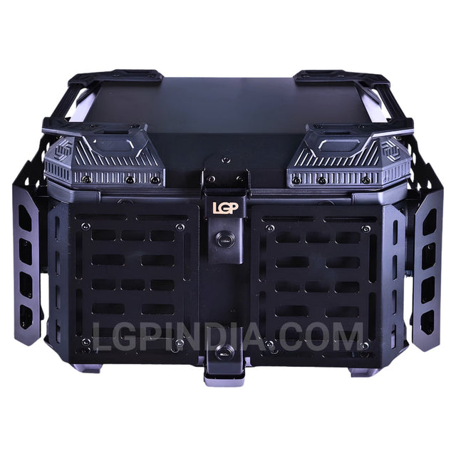 LGP 45L black aluminum motorcycle top box with backrest

