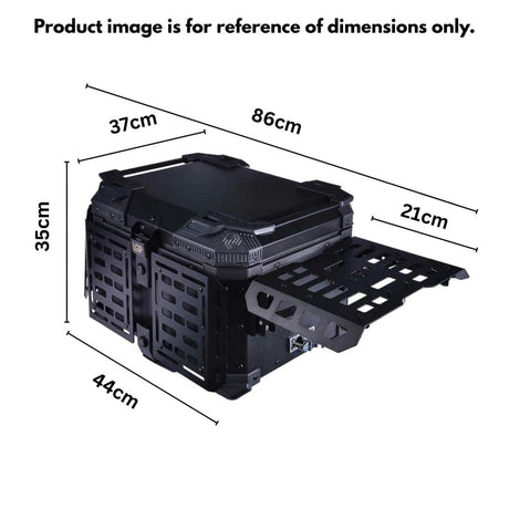 LGP 45L black aluminum motorcycle top box with backrest

