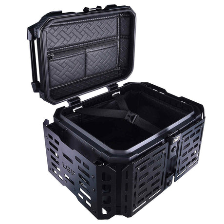 LGP 45L black aluminum motorcycle top box with backrest

