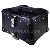 LGP 45L black aluminum motorcycle top box with backrest
